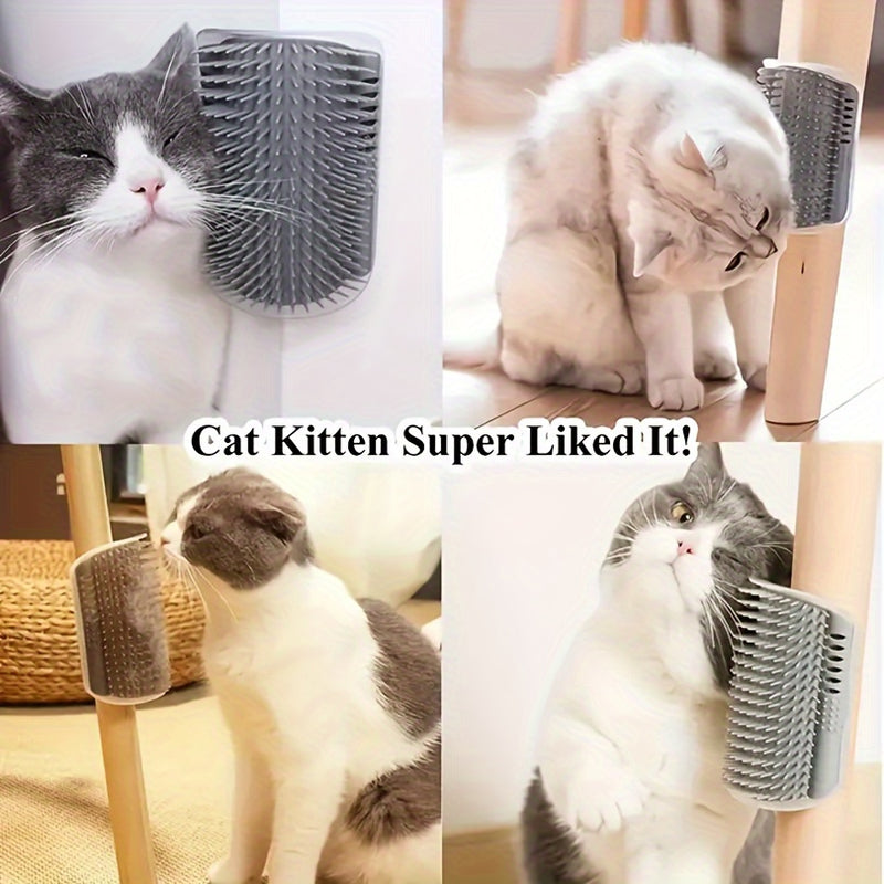 Corner Brush Comb Massager para gato, Arch Plastic Scratcher, Remove o cabelo, Grooming com Catnip, Self Cleaning Supply
