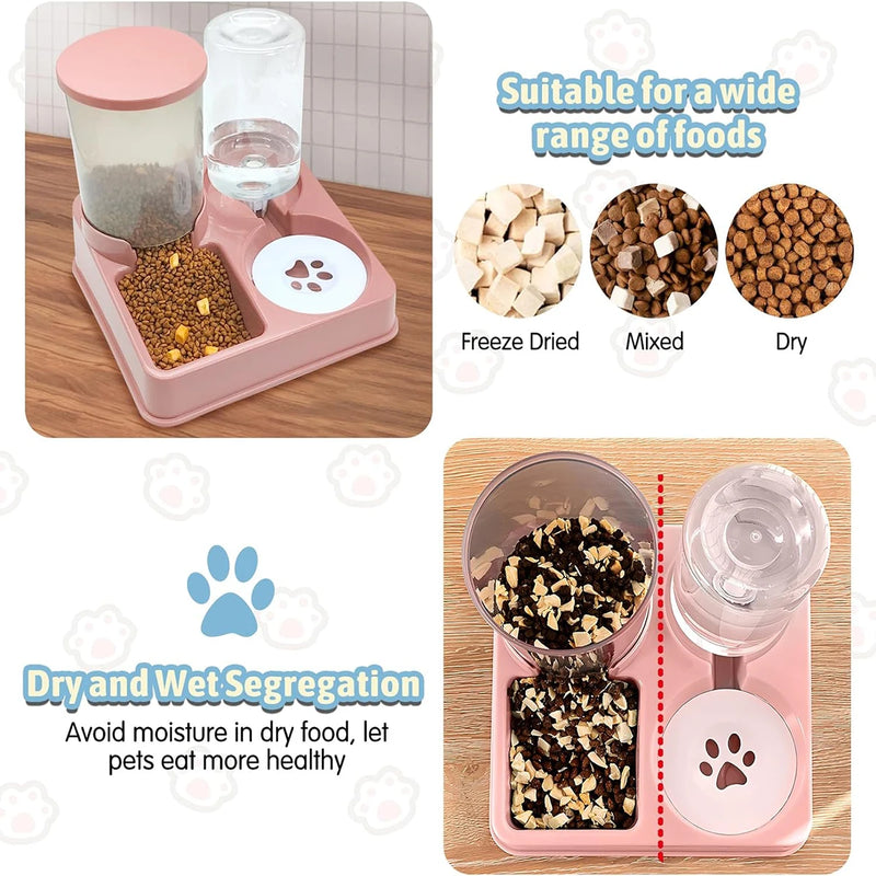 Conjunto automático de distribuidor de água com alimentador para gatos 2 em 1