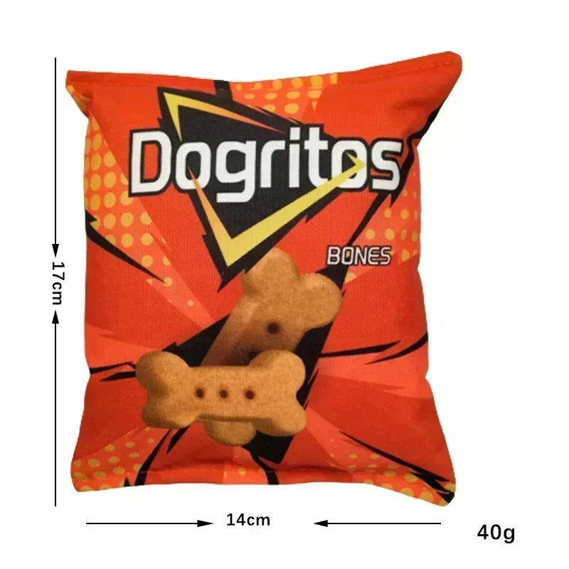 Saco de batata frita brinquedos engraçados para cães de pelúcia brinquedo de comida para cães pequenos e médios interativos brinquedos para filhotes de mastigar