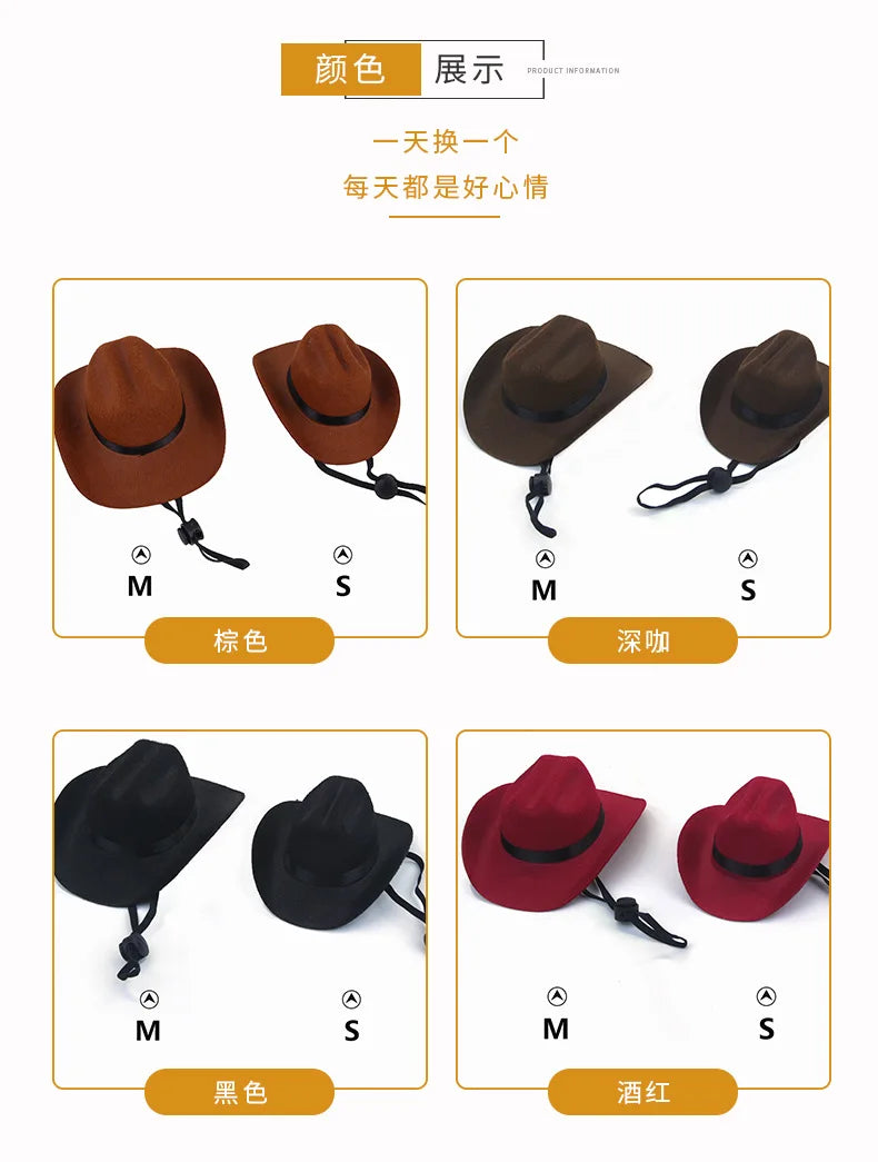 Chapéu britânico para cães de estimação, chapéu de cowboy estrela, suprimentos para animais de estimação, fantasia de cachorro ajustável, chapéu superior, bonés para cães, chapéus de sol para gatos