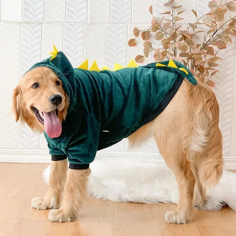 Jaqueta com capuz inverno quente velo grande cão pijamas engraçado traje para animais de estimação tigre dinossauro designer cosplay vestir-se 3xl-8xl