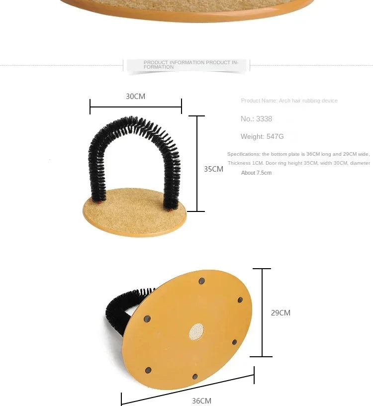 Brinquedo de gato arco auto groome pamper felino com uma massagem aliciamento esfregando escova com almofada de arranhar