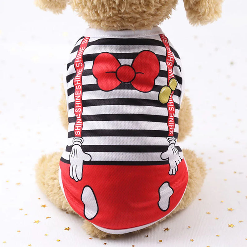 Camisa de cachorro colete leve pequeno cão camisetas camisas macias dos desenhos animados sem mangas colete roupas respiráveis para meninos ou meninas filhote de cachorro e gato