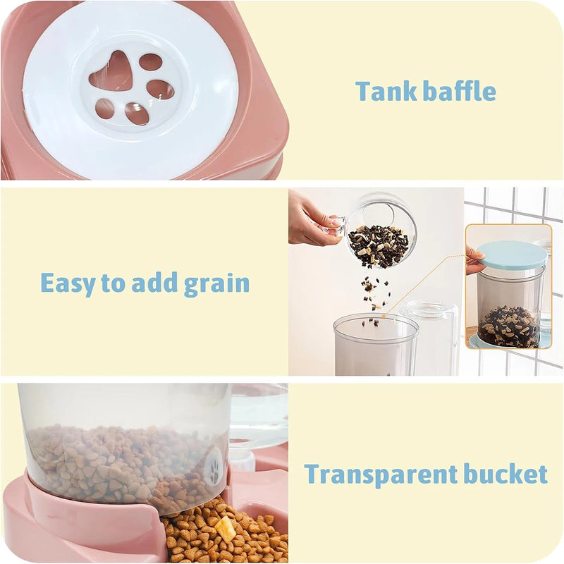 Conjunto automático de distribuidor de água com alimentador para gatos 2 em 1