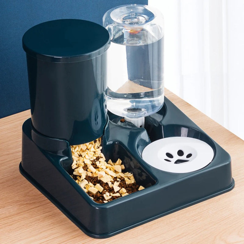 Conjunto automático de distribuidor de água com alimentador para gatos 2 em 1