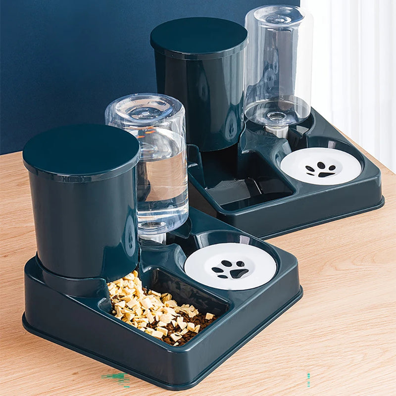 Conjunto automático de distribuidor de água com alimentador para gatos 2 em 1