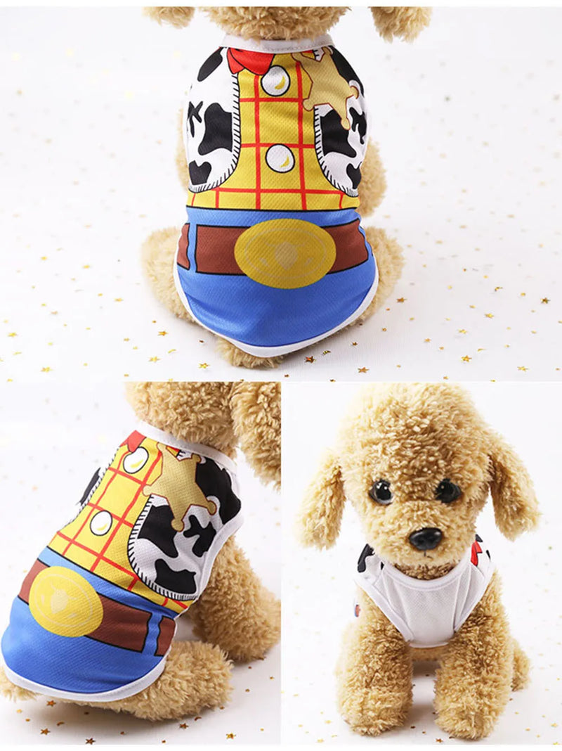 Camisa de cachorro colete leve pequeno cão camisetas camisas macias dos desenhos animados sem mangas colete roupas respiráveis para meninos ou meninas filhote de cachorro e gato
