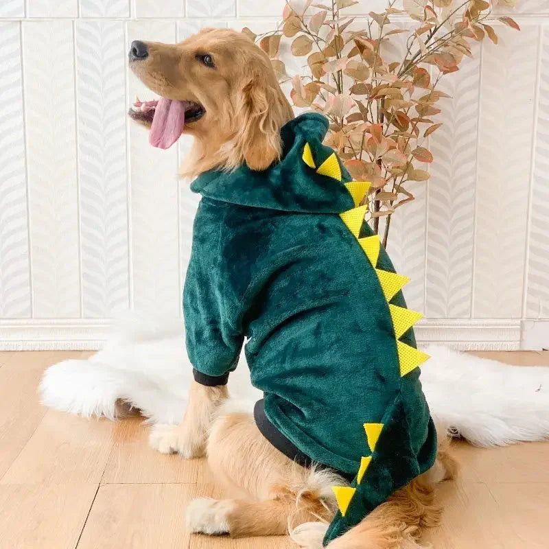 Jaqueta com capuz inverno quente velo grande cão pijamas engraçado traje para animais de estimação tigre dinossauro designer cosplay vestir-se 3xl-8xl