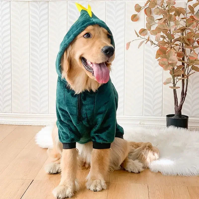 Jaqueta com capuz inverno quente velo grande cão pijamas engraçado traje para animais de estimação tigre dinossauro designer cosplay vestir-se 3xl-8xl
