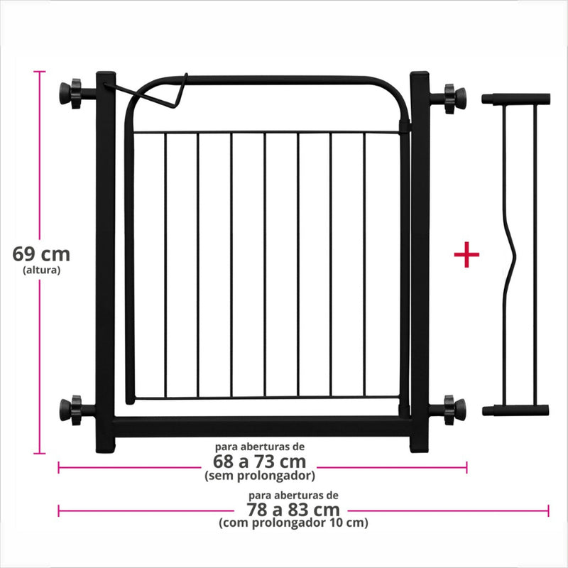 Grade Portão Proteção Pet Cachorro 69 A 84 Cm Criança Cães